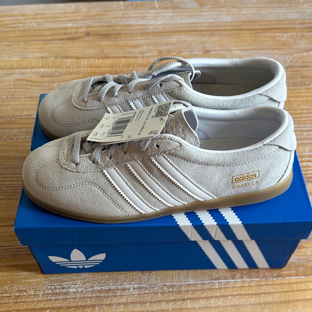 Adidas Gazelle Women’s Suede Sneakers in Light Grey with White Stripes